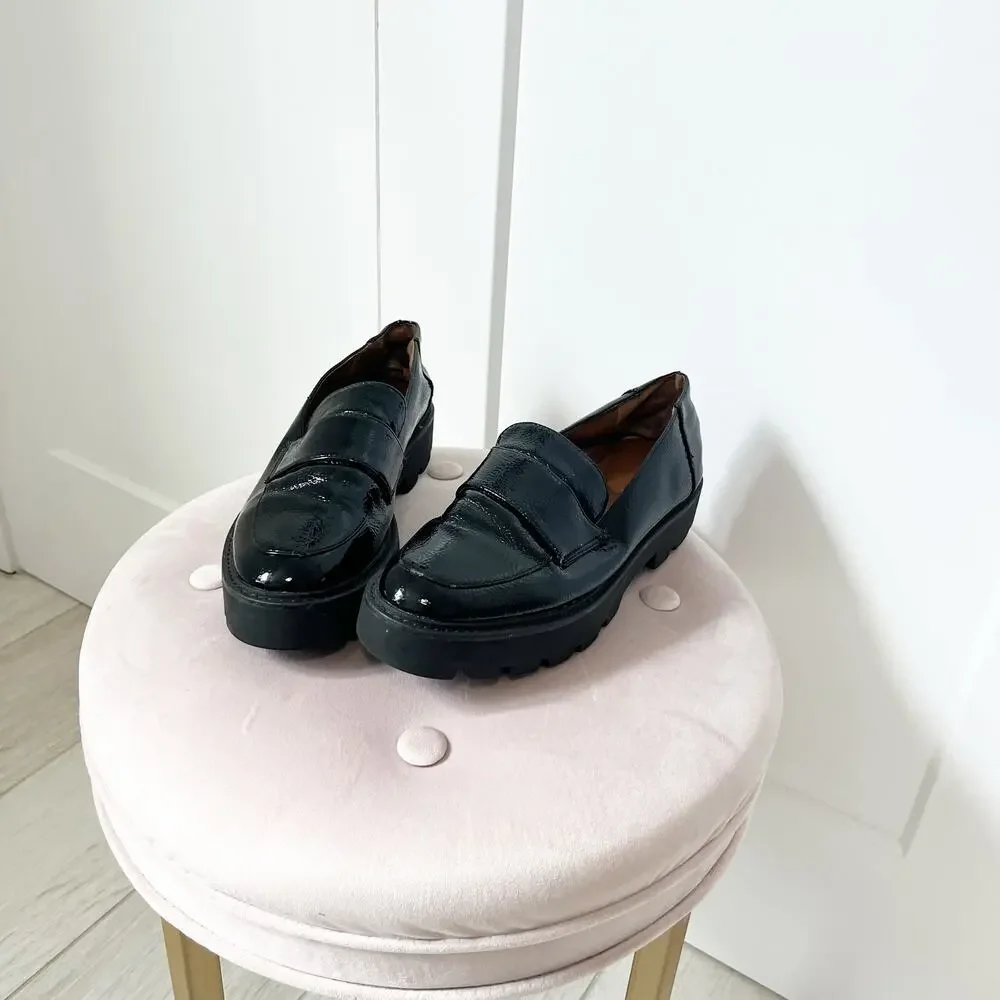 Franco Sarto Brindy Black Platform Loafers Size 9